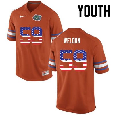 Youth Florida Gators #59 Danny Weldon NCAA Nike Orange USA Flag Fashion Authentic Stitched College Football Jersey UED6162PE